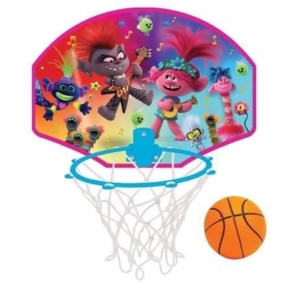 BRAND NEW kids trolls basketball toy set (net, hoop, purple ball, & door hanger)